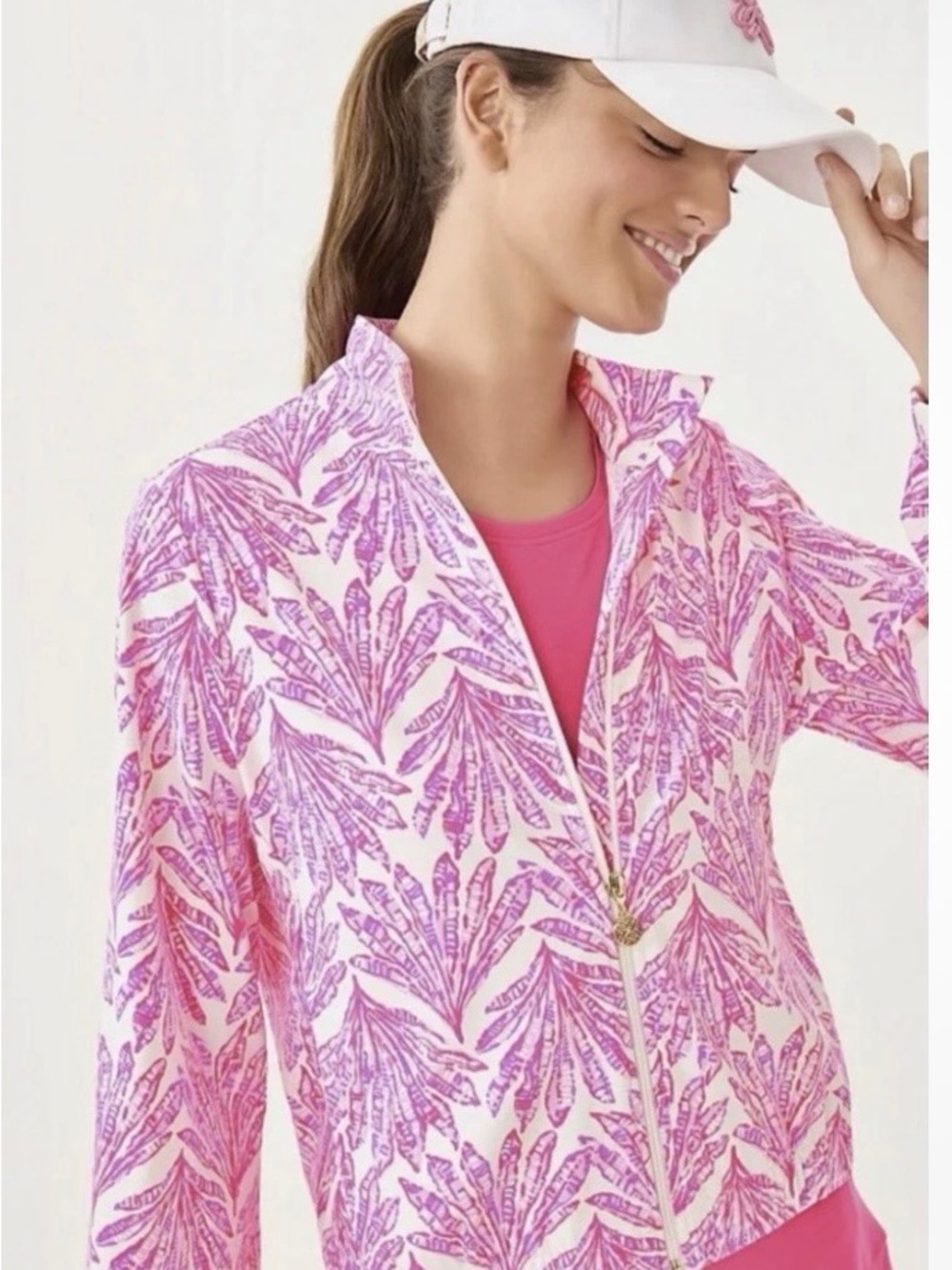 NWT Lilly Pulitzer Luxletic Aegean Jacket-Pink Shady Babe size L